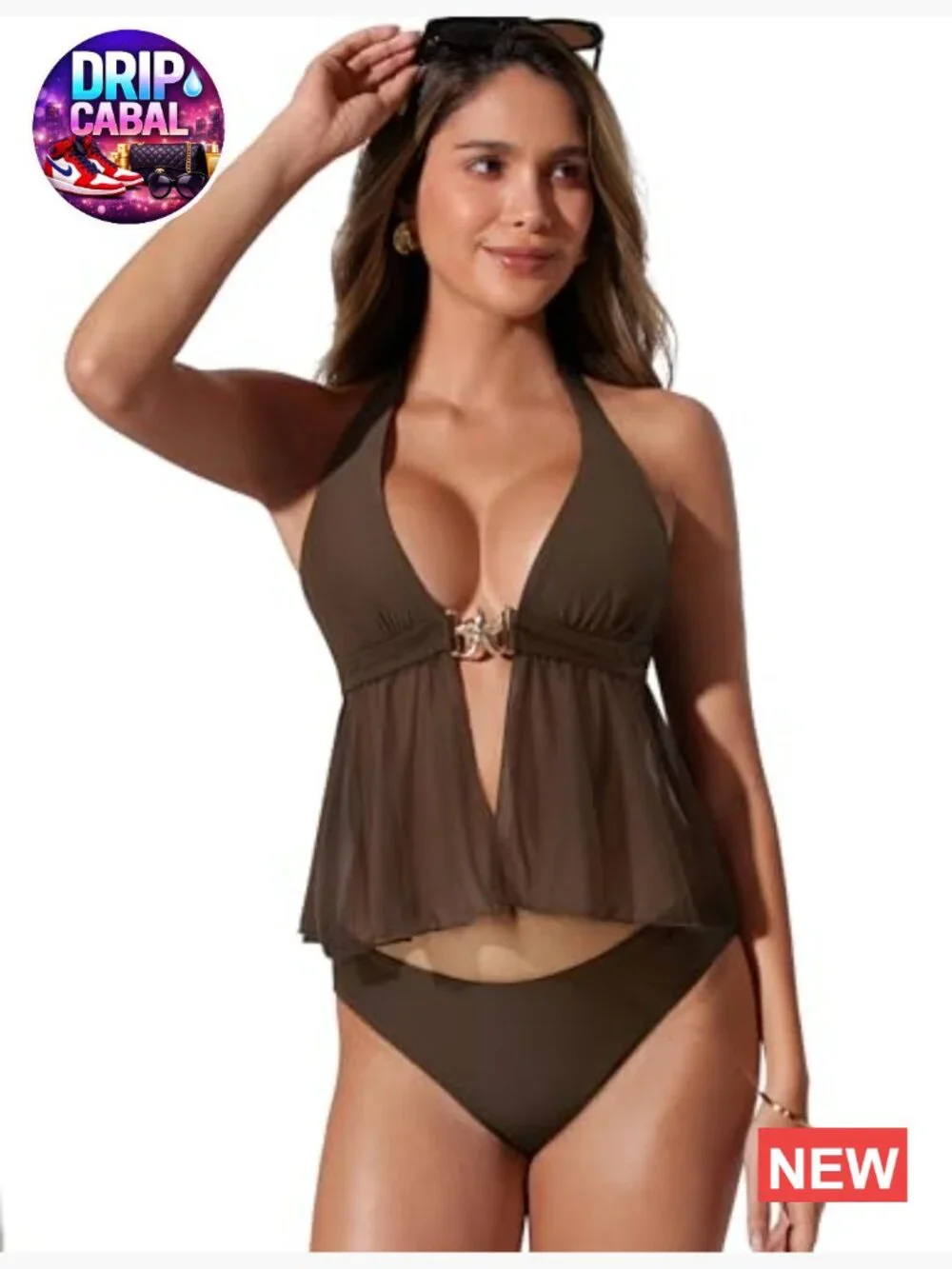 Sexy Halter Tankini Swimsuits Tummy Control Two Piece Bathing Suit